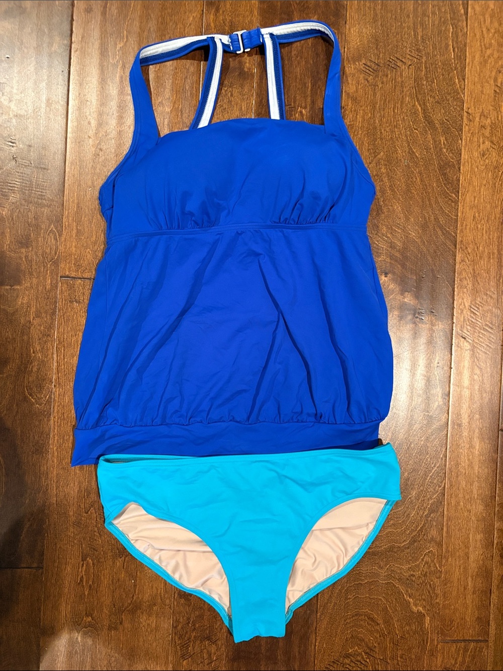Lands End Tankini Set - Blue Top & Turquoise Blue Bottom